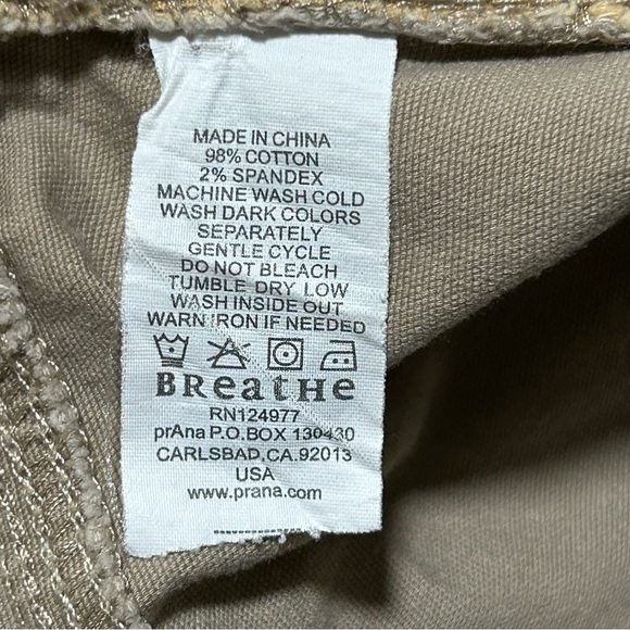 prAna Men's Khaki Stretch Shorts 36W x 11L – Utility Pocket Cotton Blend Comfort - Picture 4 of 8